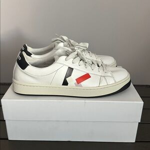 Kenzo White Leather Sneakers with Red and Black Details